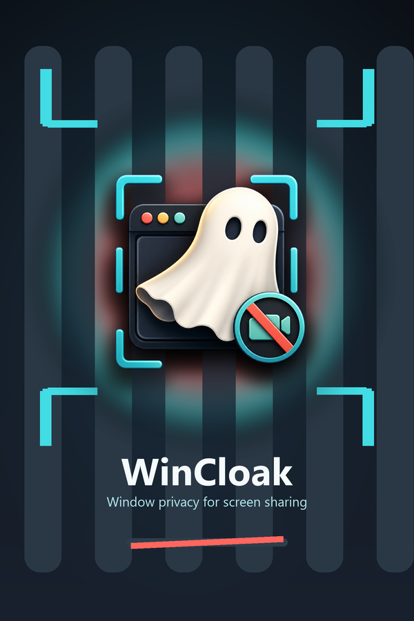 Cloak product poster showing a Windows privacy utility for screen sharing.
